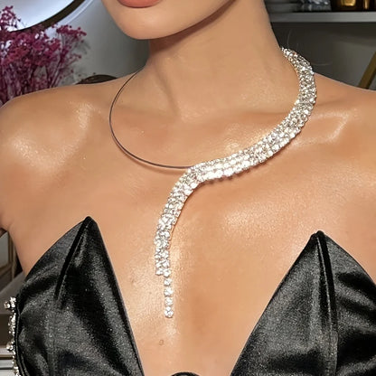 Mode Punk-Stil Halskette Persönlichkeit glänzende Strass Quaste Halskette Schmuck Geschenke auf Frauen Hochzeitsfeier