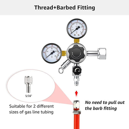 CGA-320 Fassungsregler, abnehmbares Ausgangsgewindeventil, 0–60 PSI Homebrew Co2-Regler für kohlensäurehaltiges Bier