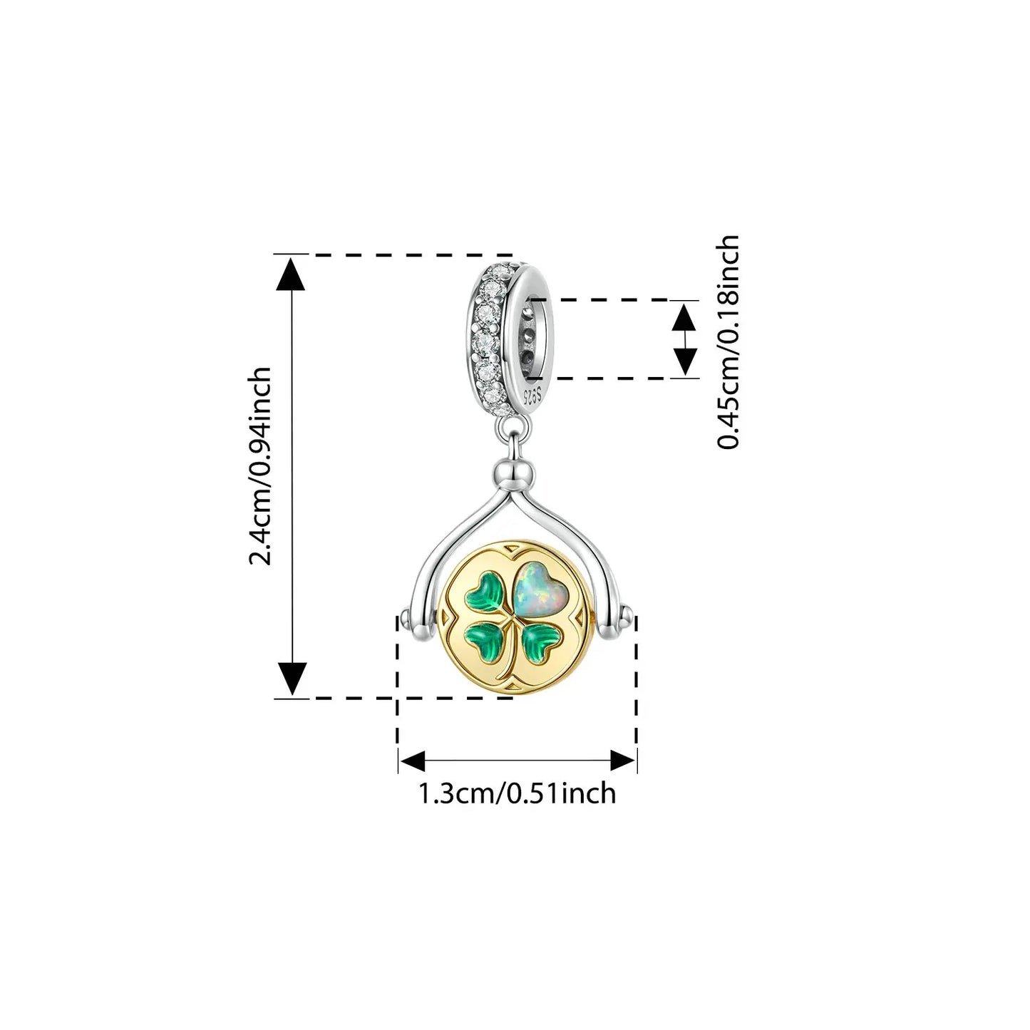 Bamoer 925 Sterling Silber Herbst Gold Blätter Charms Glück Vierblättriges Kleeblatt Spinning Anhänger für Frauen Armband DIY Schmuck Geschenk