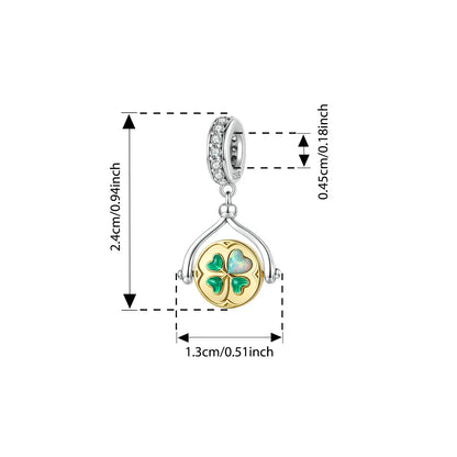 Bamoer 925 Sterling Silber Herbst Gold Blätter Charms Glück Vierblättriges Kleeblatt Spinning Anhänger für Frauen Armband DIY Schmuck Geschenk