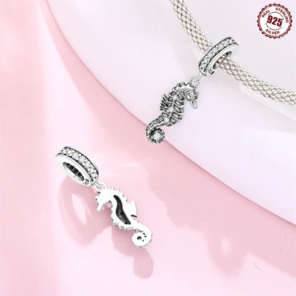 Charm-Anhänger aus 925er Silber, Ozean-Serie, Meerjungfrau, Schildkröte, Delfin, Ruder, Perlen, Anhänger, passend für Armbänder, Zubehör, Perlenschmuck, schönes Geschenk