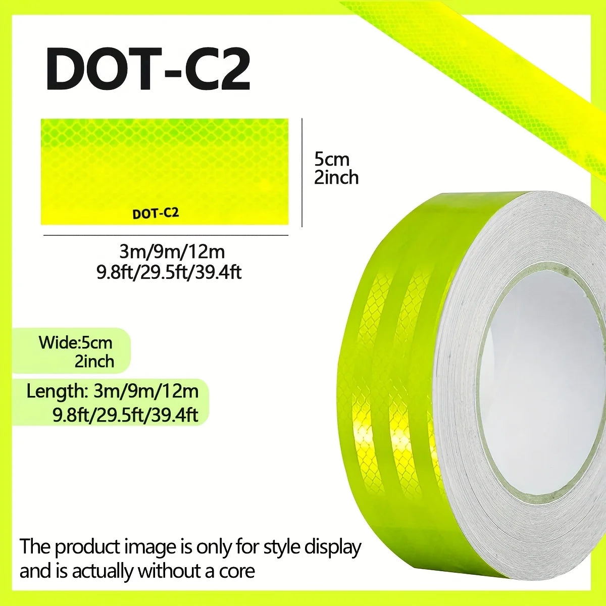 Reflektierendes Klebeband für den Außenbereich, wasserdicht, DOT-C2, lichtbeständig, fluoreszierend grün, reflektierendes Klebeband, stark klebendes Sicherheitswarnband