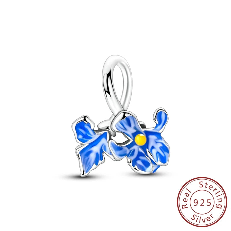Frühling Charms Perlen Anhänger 925 Sterling Silber Blume Schmetterling Libelle Pilz Charms Fit Armband Frau Mann DIY Schmuck