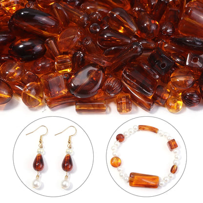10-100 teile/los Quadrat Herz Rohr Runde Bernstein Farbe Acryl Perlen Lose Spacer Perlen für DIY Schmuck Machen Armbänder anhänger