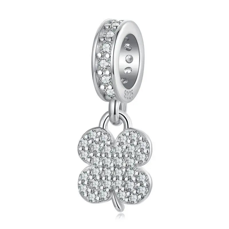 WOSTU Echt 925 Sterling Silber Herz Perlen Blume Retro Muster Charms Anhänger Fit Original DIY Armband Halskette Silber Schmuck