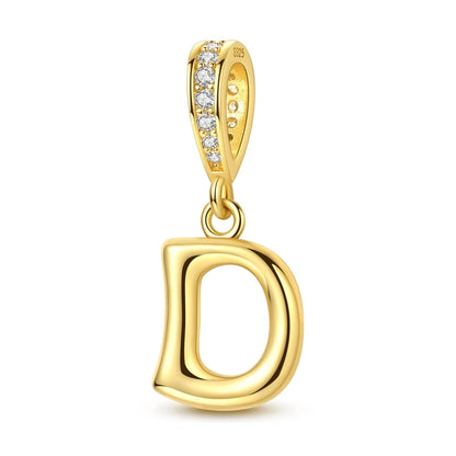 Golden Series Funkelnder Elefanten-Anhänger aus 925er-Sterlingsilber und 26 englische Alphabet-Anhänger, passend für Armbänder, exquisites Geschenk