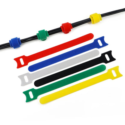 50 Stück lösbare Kabelbinder, farbige Nylon-Schlaufen und Klettverschluss-Bänder, Kabelbinder, Kabelorganisator, Mehrzweck-Bündelungsband