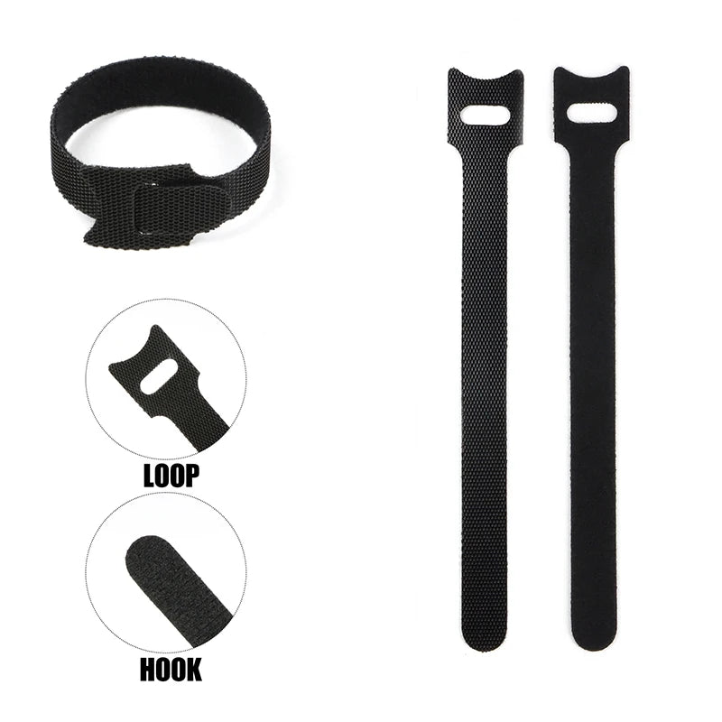 50/200 Stück 150/200/250/300 mm schwarze lösbare Kabelbinder Nylon Hakenschlaufenbänder Wrap Zip Bundle Krawattenbefestigungsband Draht Organizer