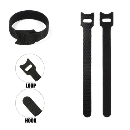 50/200 Stück 150/200/250/300 mm schwarze lösbare Kabelbinder Nylon Hakenschlaufenbänder Wrap Zip Bundle Krawattenbefestigungsband Draht Organizer