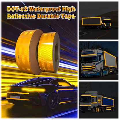 Gelbes reflektierendes Auto-Klebeband DOT-C2, auffälliger Sicherheitsaufkleber für Sicherheits-LKW, Motorrad, Fahrradanhänger