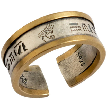 Retro Poseidon Kompass Ring versilbert Hexagramm Öffnung verstellbarer Ring Männer und Frauen Hip-Hop Trend Schmuck Geschenk