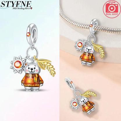 Exquisite Charm-Perlen aus 925er-Sterlingsilber mit Blumenserie, Sonnenblume, Sakura-Chrysanthemen-Anhänger für Damen, Schmuck, modisches Geschenk