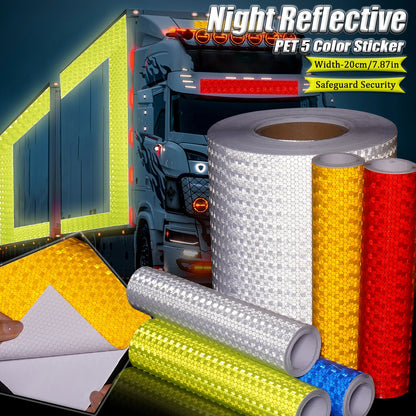 20 cm einfarbiges, reflektierendes Klebeband mit hoher Helligkeit, selbstklebender PVC-Sicherheitsschutz für LKWs, Autos, Baustellen