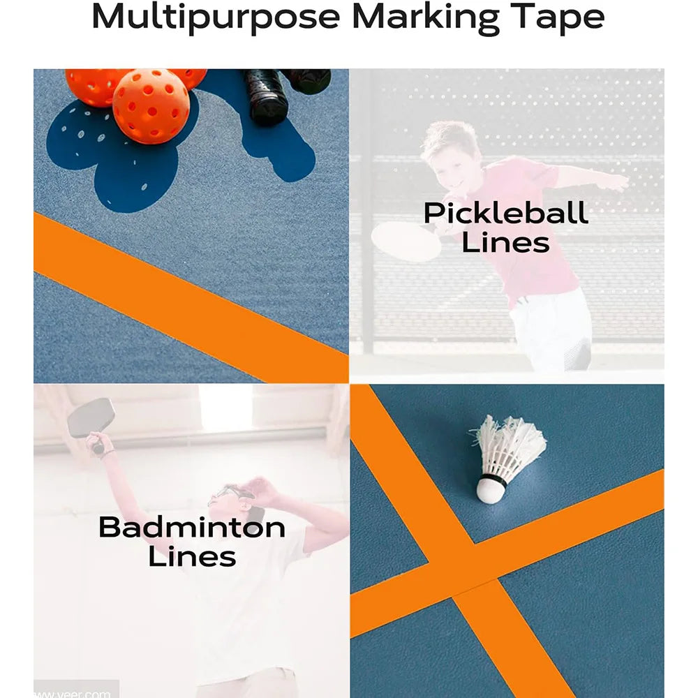 Positionierungs- und Warnbodenmarkierungsband – Mehrflächenkleber für Pickleball-Hoflinien, Outdoor-Sportplatzmarkierung