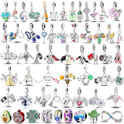 Flugzeug-Charm, 925er Silber, Original-Zirkon, Kleeblatt, Avocado, Charms, Perle, passend für Armbänder, DIY-Schmuck für Frauen, Hochzeitstag, Geschenk
