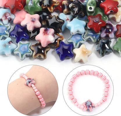 5 teile/los Keramik Stern Perlen Bunte 15x13,5mm Porzellan Lose Spacer Perlen Für DIY Schmuck Machen Armband halskette Zubehör