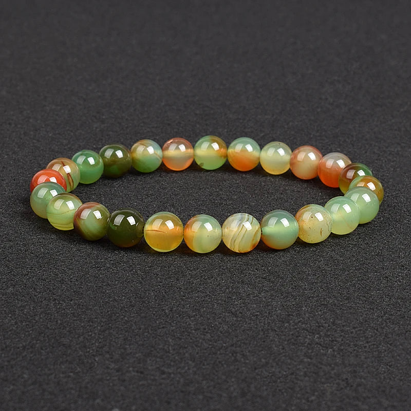 Genuine natural stone bracelet: Apatite, Lapis Lazuli, Agate, Crystal, Tiger's Eye. High-quality gemstone bead bracelet. Men's jewelry bangle.