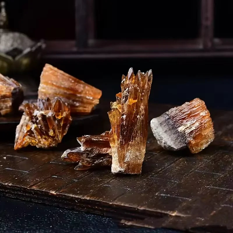 50/100/200 g roher Bernstein-Calcit-Cluster, Cluster mit gelben Bernstein-Calcit-Rohsteinkristallen, Heimdekoration, perfekte Sammlung und Geschenk