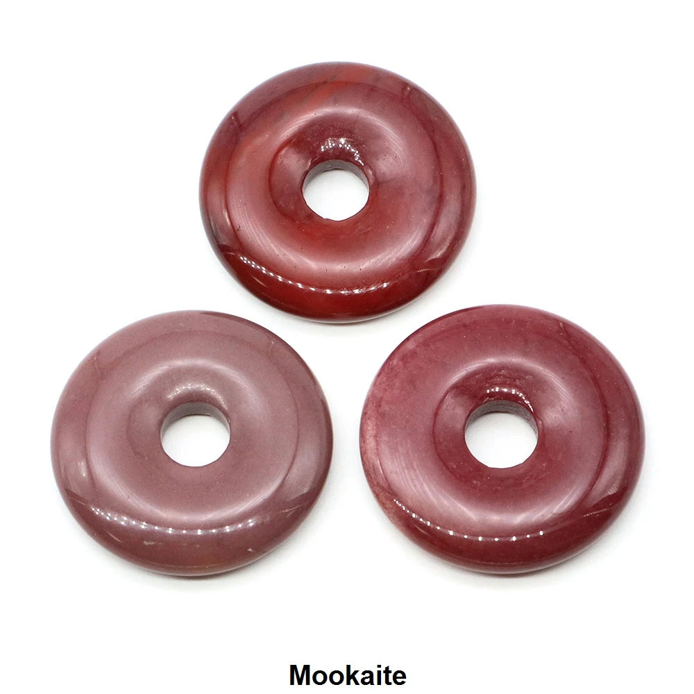 30 mm Donut-Naturstein, Heilkristall, Amethyst, Amazonit, Achat, Quarz, Edelstein für Kunsthandwerk, Zubehör, Glücksgeschenke