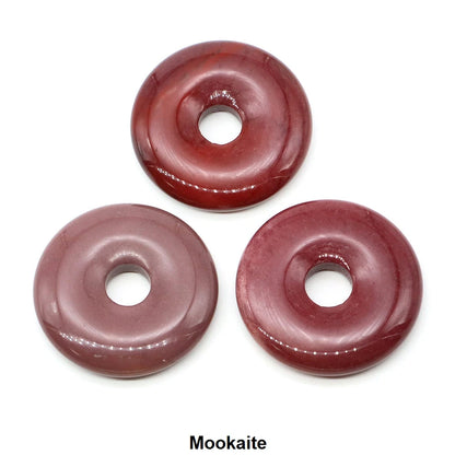 30 mm Donut-Naturstein, Heilkristall, Amethyst, Amazonit, Achat, Quarz, Edelstein für Kunsthandwerk, Zubehör, Glücksgeschenke