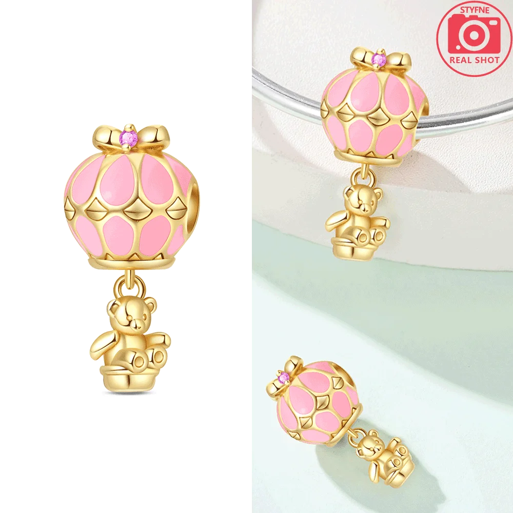 Original funkelnde Charm-Perlen aus 925er-Sterlingsilber, Gold, Rose, heller Stern, Herz, passend für Armbänder, DIY-Jubiläums-Schmuck, Geschenk