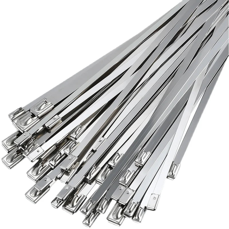 100 Stück 4,6 Edelstahl-Kabelbinder mm selbstsicher nde Hochleistungs-Kabelbinder Mehrzweck-Metall-Auspuffwickel-Verriegelung binder