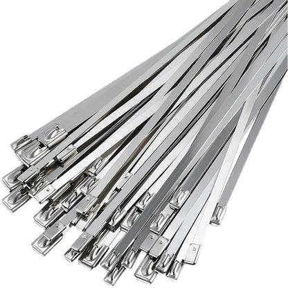 100 Stück 4,6 Edelstahl-Kabelbinder mm selbstsicher nde Hochleistungs-Kabelbinder Mehrzweck-Metall-Auspuffwickel-Verriegelung binder