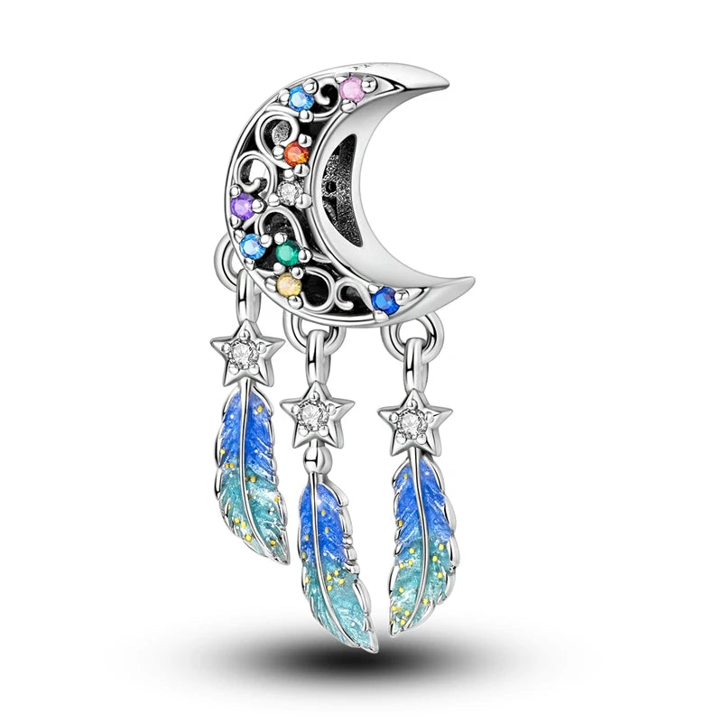Blue Series Charm-Anhänger aus 925er-Sterlingsilber, Saphir, Baum des Lebens, Flasche, Elefant, Planet, Ozean, Herz, passend für DIY-Armbänder, Halsketten, Geschenke