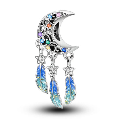 Blue Series Charm-Anhänger aus 925er-Sterlingsilber, Saphir, Baum des Lebens, Flasche, Elefant, Planet, Ozean, Herz, passend für DIY-Armbänder, Halsketten, Geschenke