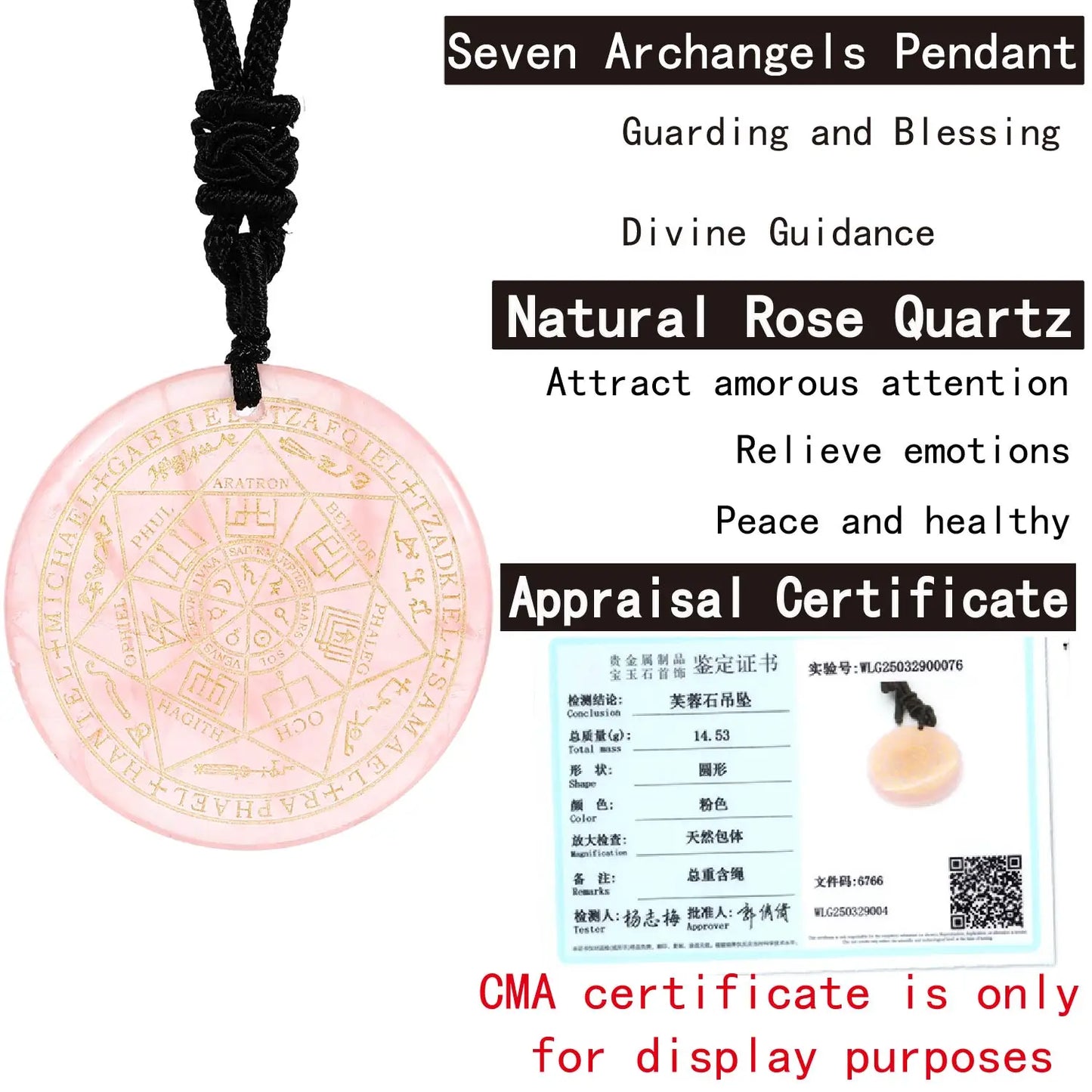 Sieben Erzengel Amulett Naturkristall Quarz Anhänger Michael Männer Siegel von Solomon Talisman Halskette Schutz Schmuck Kragen