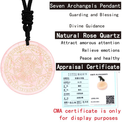 Sieben Erzengel Amulett Naturkristall Quarz Anhänger Michael Männer Siegel von Solomon Talisman Halskette Schutz Schmuck Kragen