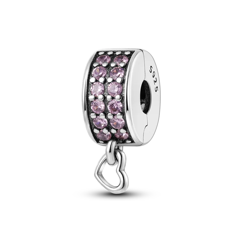 Silberverschluss, 925er-Sterlingsilber, CZ-Pflaster-Clip-Charms, Gänseblümchen-Perlen, Stopper, Sicherheitskette, passend für Original-Armreif, Schmuck-Clip