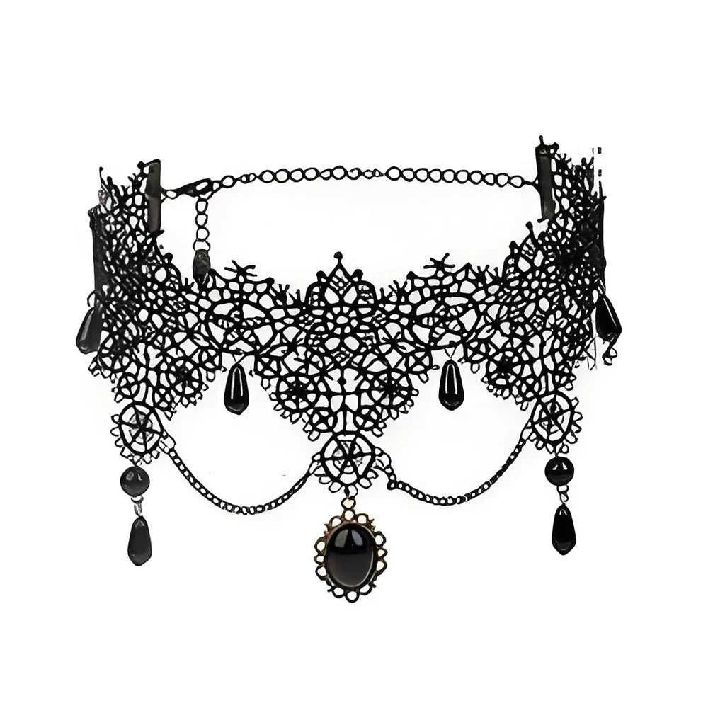 Neo-Gothic Punk Schwarz Sexy Spitze Halskette Für Frauen Mode Retro Schlüsselbein Kette Halloween Kragen Halsband Steampunk Geschenke