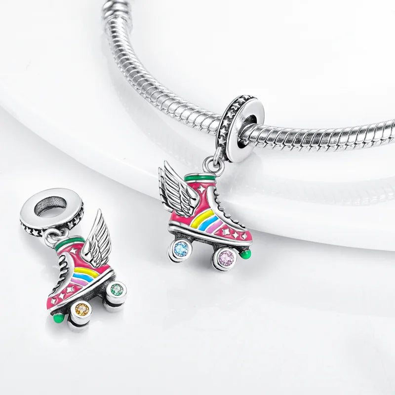 Neue Kollektion aus 925er-Sterlingsilber, Winterserie, Skaten, Schlittschuh-Charm, passend für DlY-Armbänder, Halsketten, Schmuck, feine Geschenke