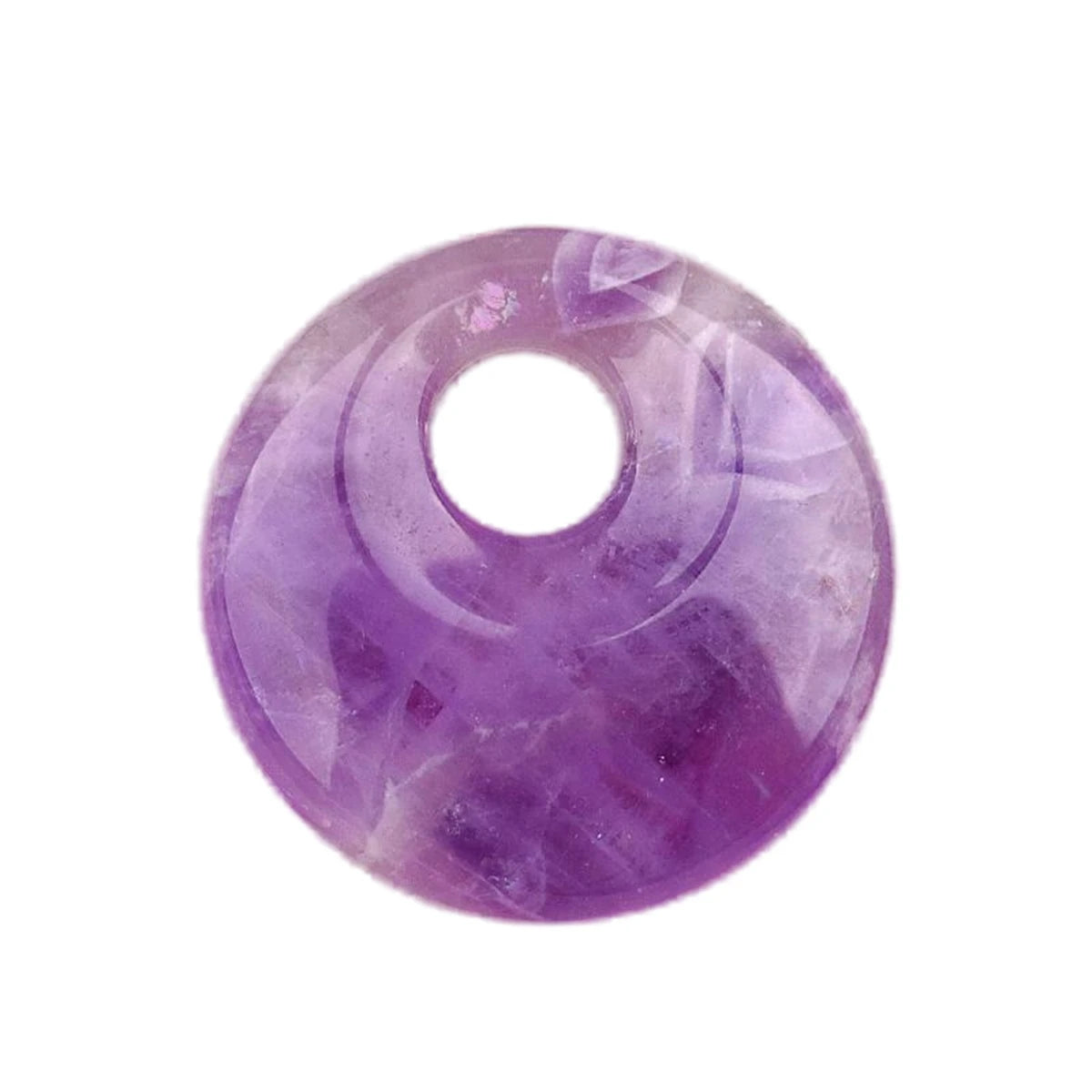Natürliche 30 mm Donut-Edelstein-Charms für die Herstellung von Schmuck, 8 mm Loch, Polierkristall, runder Glücksmünzenschutz, Heilung