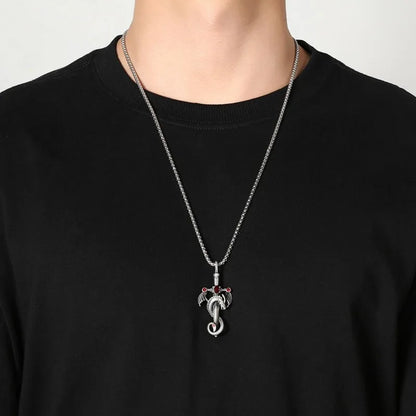 Gotische Drachenschwert-Kreuz-Anhänger-Halskette – Punk-Zirkon-Drachenanhänger – Vintage-Schwert-Anhänger – Dunkler Gothic-Schmuck für Herren & Damen