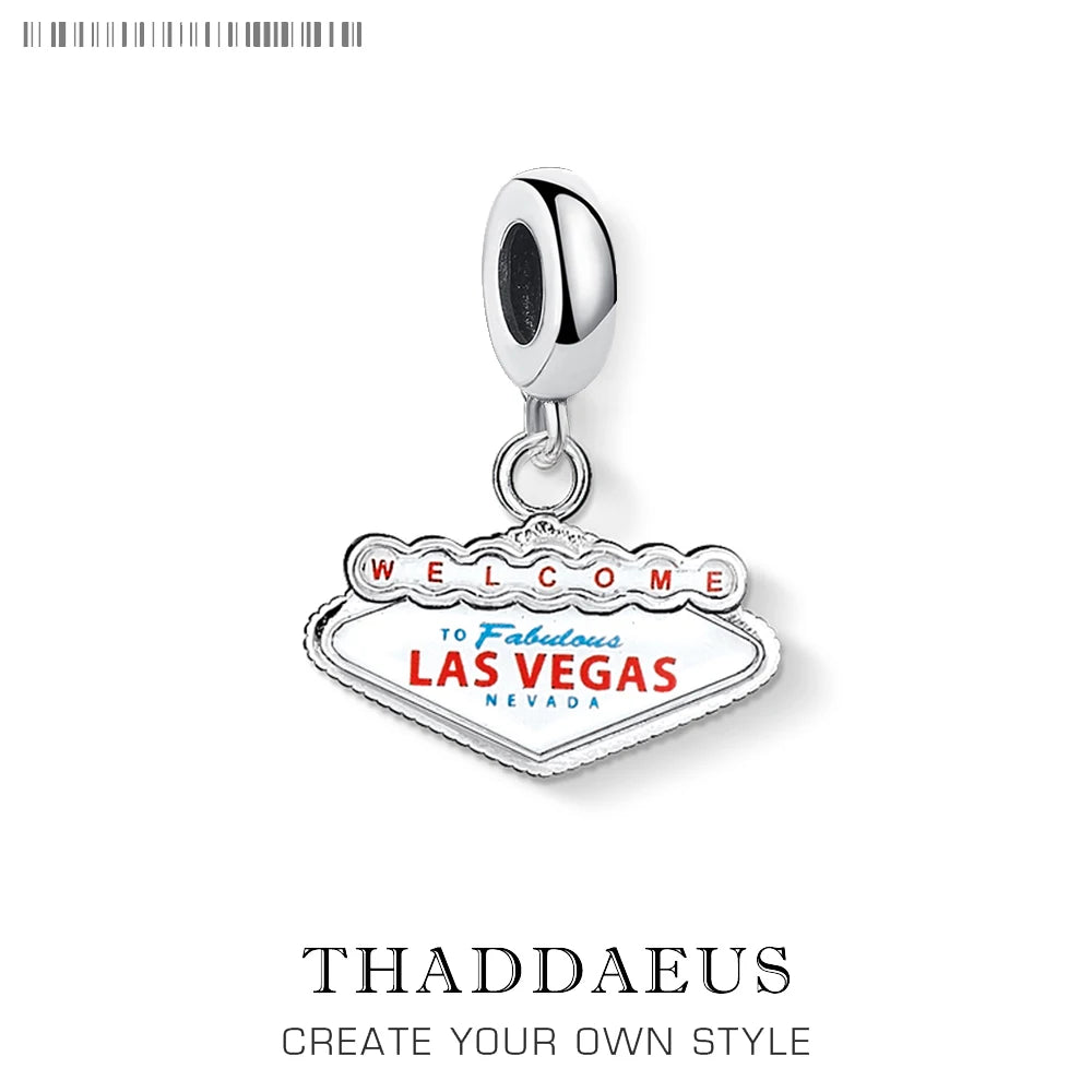 LAS VEGAS NEVADA 925 Sterling Silber Charme DIY Handgemachte Mode Schmuck Erkenntnisse Reisen Zubehör Für Frauen Männer