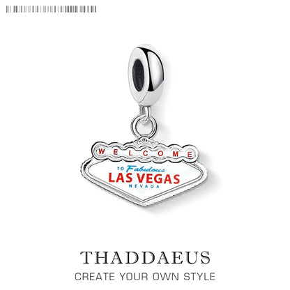 LAS VEGAS NEVADA 925 Sterling Silber Charme DIY Handgemachte Mode Schmuck Erkenntnisse Reisen Zubehör Für Frauen Männer