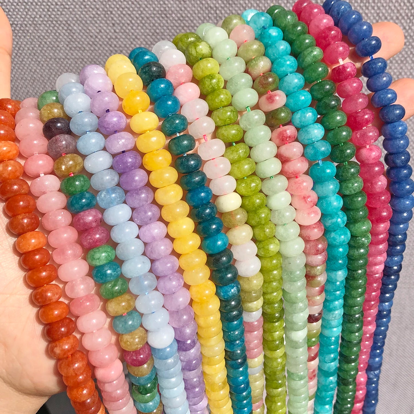 5x8mm Natürliche Abacus Rondelle Jade Quarz Perlen Stein Flache Runde DIY Charms Armbänder Lose Perlen Für Schmuck Machen liefert