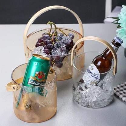 Licht Luxus Obst Korb Tragbare Glas Obst Platte Wohnzimmer Süßigkeiten Salat Schüssel Hause Snack Tablett Obst Wein Barrel Eis Eimer