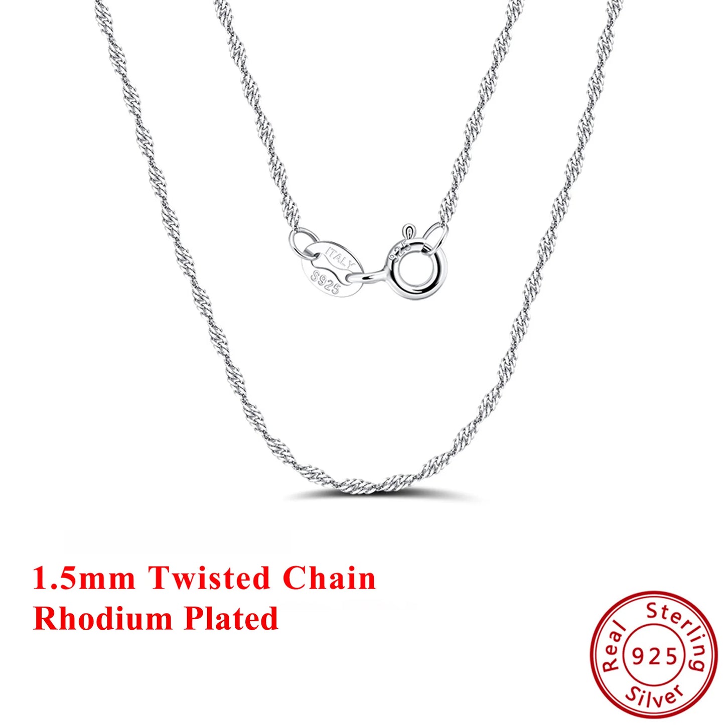 Effie Queen Charm S925 Silber 1,5 mm 14 Karat Gold Twisted Curb Rope Chain Choker Halskette Herren Damen Halskette Einfacher Schmuck SC02