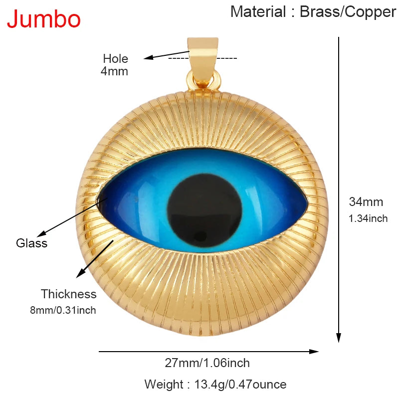 Blaues rundes Herz-Augen-Glücksamulett, türkischer Glücksanhänger, echtes 18 Karat vergoldetes Halsketten-Armband, Schmuckzubehör, S52