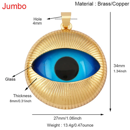Blaues rundes Herz-Augen-Glücksamulett, türkischer Glücksanhänger, echtes 18 Karat vergoldetes Halsketten-Armband, Schmuckzubehör, S52