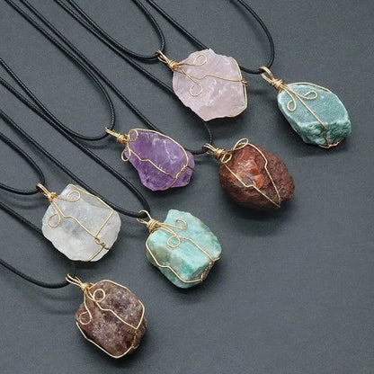 26-36mm 1pc Naturstein Citrin Roh draht gewickelt Anhänger rosa weiß Quarz Amethyst Fluorit unregelmäßigen Stein Halskette Schmuck