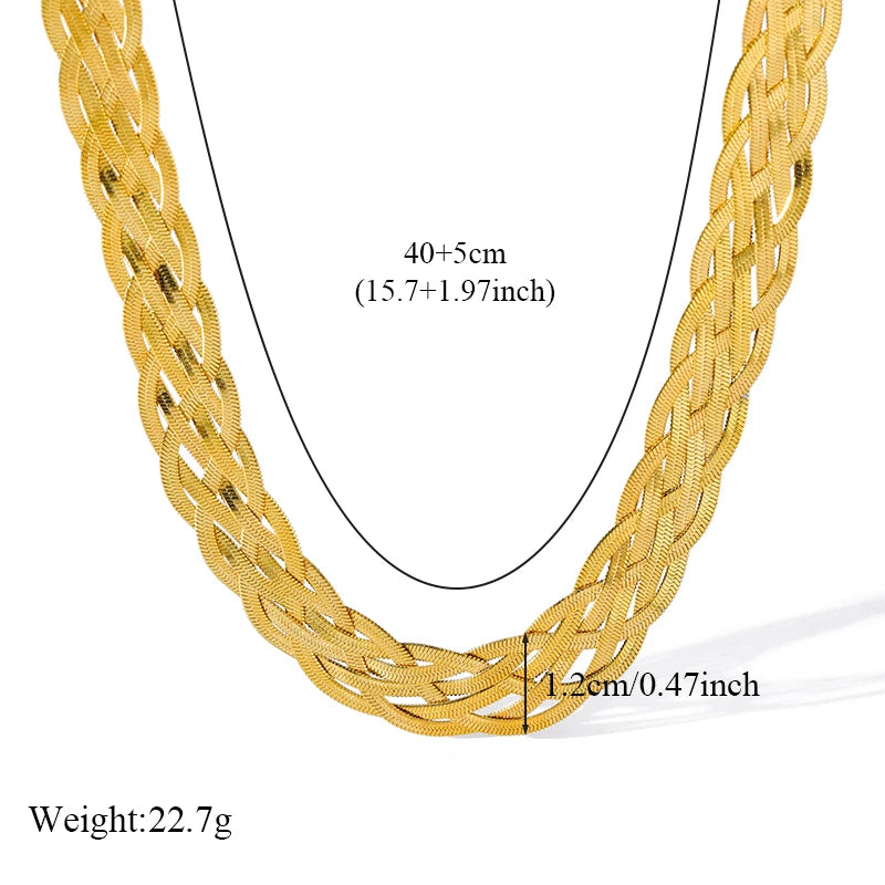 GANEMLY 316L Edelstahl Gold Farbe Gewebte Kette Halskette Für Frauen Mode Hals Kette Kragen Wasserdicht Schmuck Geschenk