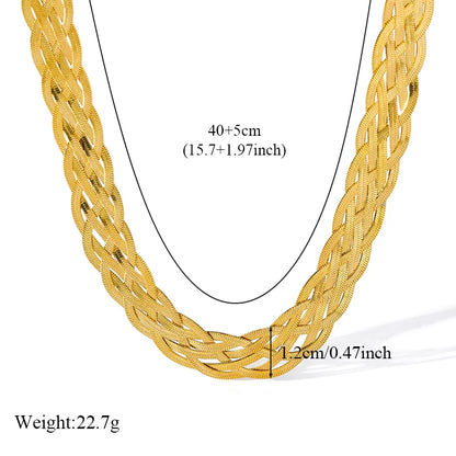 GANEMLY 316L Edelstahl Gold Farbe Gewebte Kette Halskette Für Frauen Mode Hals Kette Kragen Wasserdicht Schmuck Geschenk