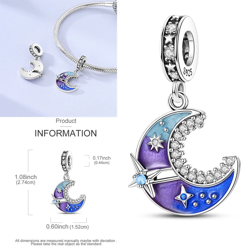 Sicherheitsketten aus 925er-Sterlingsilber, violette Serie, Schmetterling, Widder, Zwillinge, passend für Original-Armbänder, DIY-Schmuckherstellung, Geschenk für Frauen