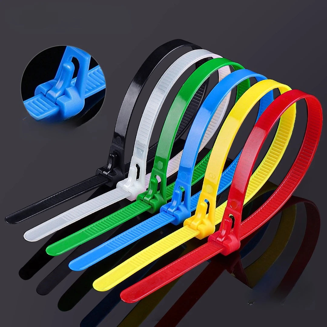 4/5 mm x 150 mm Nylon-Kabelbinder, 50/100 Stück, wiederverwendbar, selbstsichernde Kunststoff-Drahtwickelgurte, Bündel-Organizer