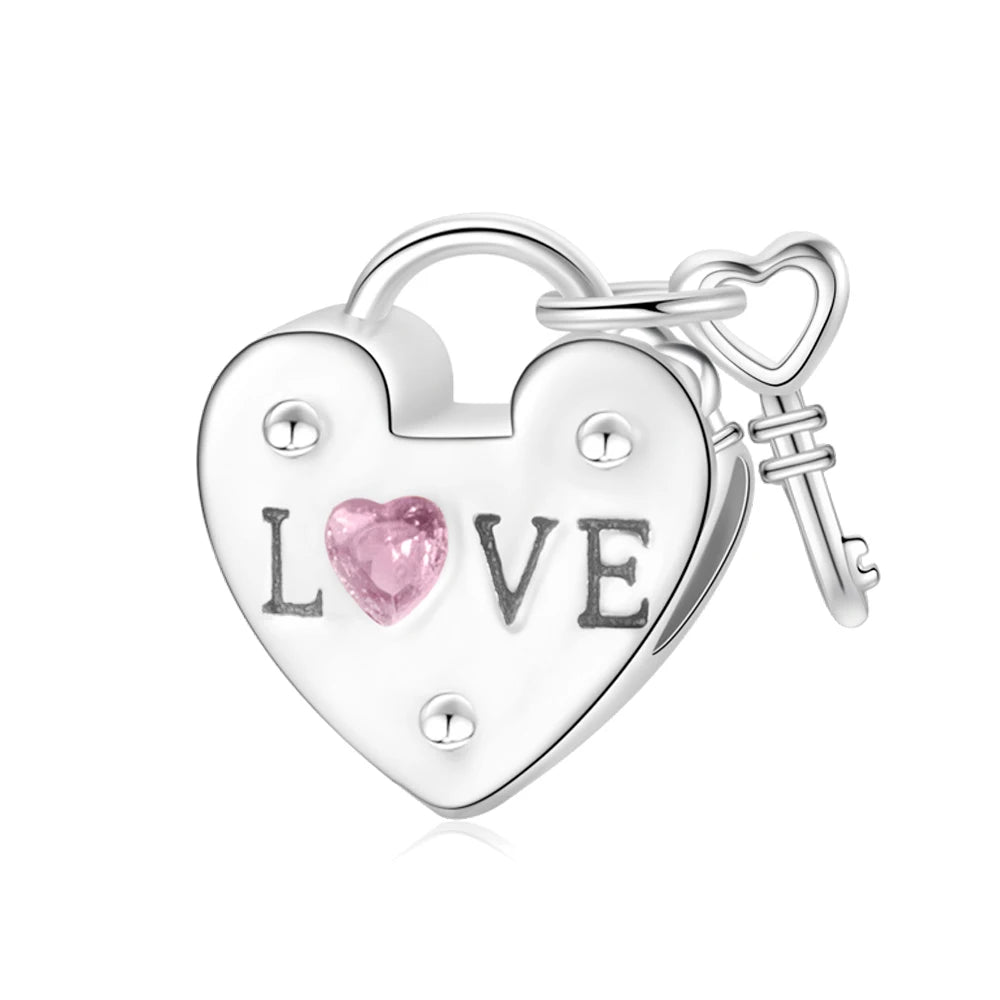Charm-Anhänger aus 925er-Sterlingsilber mit Oktopusperlen und Stammbaum und Herz, passend für Schlangenarmband, Boutique-Halskette, rosa Anhänger, Geschenk