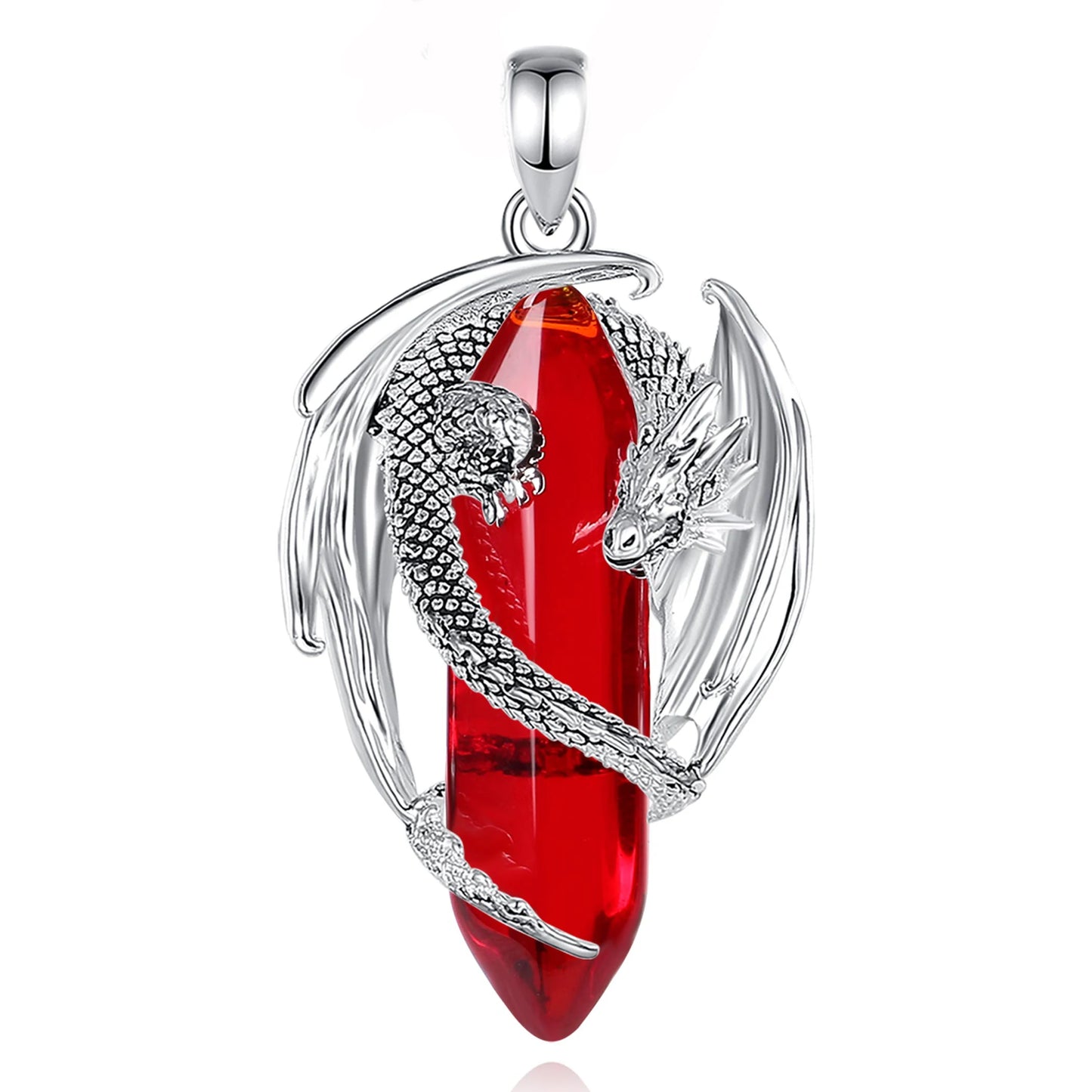 Eudora Dragon Twining Sechseckige Natürliche Karneol Prismatische Halskette Punk Heilstein Anhänger Edlen Schmuck für Frauen Mann Geschenk